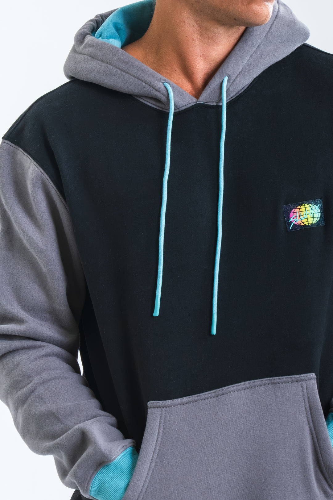 Black & Blue Color Block Hoodie