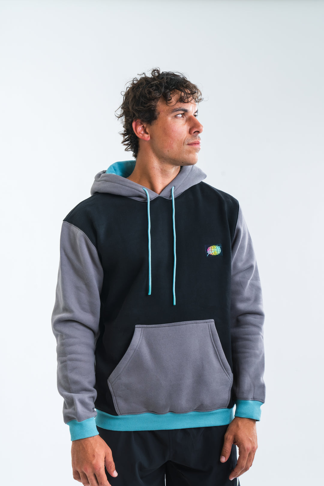 Black & Blue Color Block Hoodie