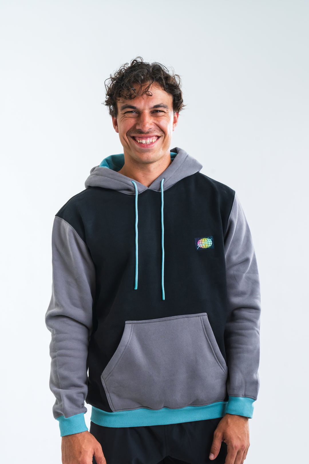 Black & Blue Color Block Hoodie