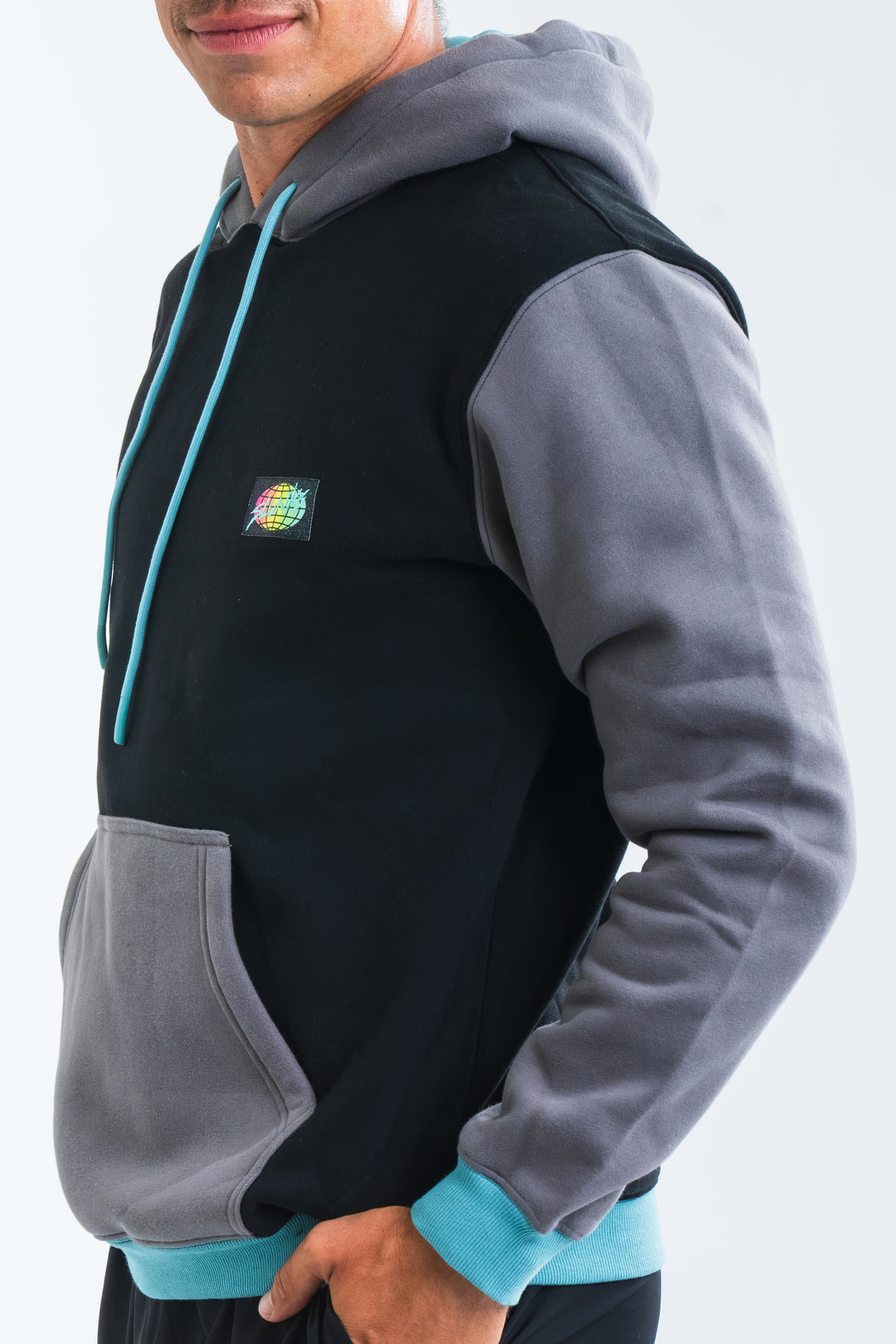 Black & Blue Color Block Hoodie