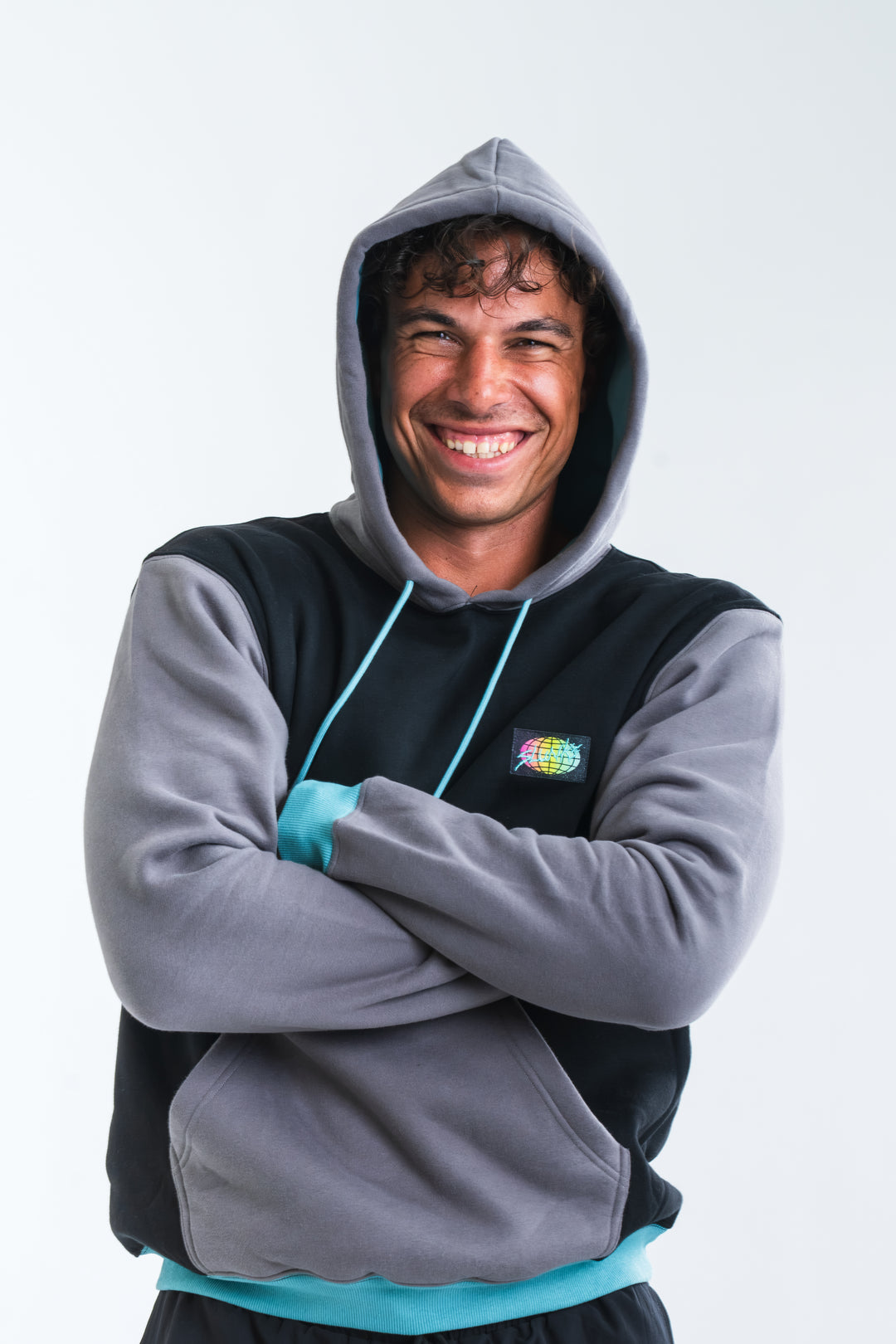Black & Blue Color Block Hoodie