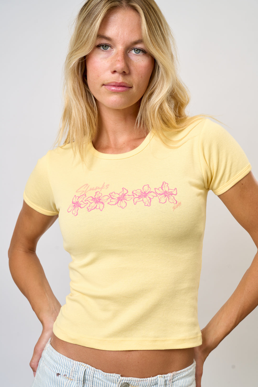 Yellow Floral Baby Tee